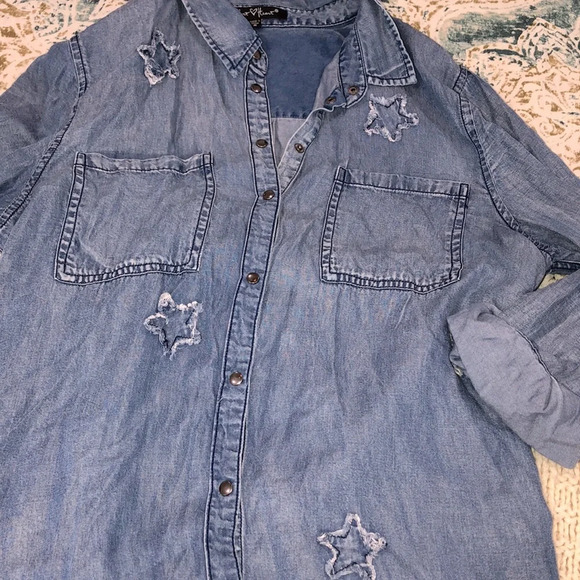 Velvet Heart size medium chambray star print top - Picture 5 of 6